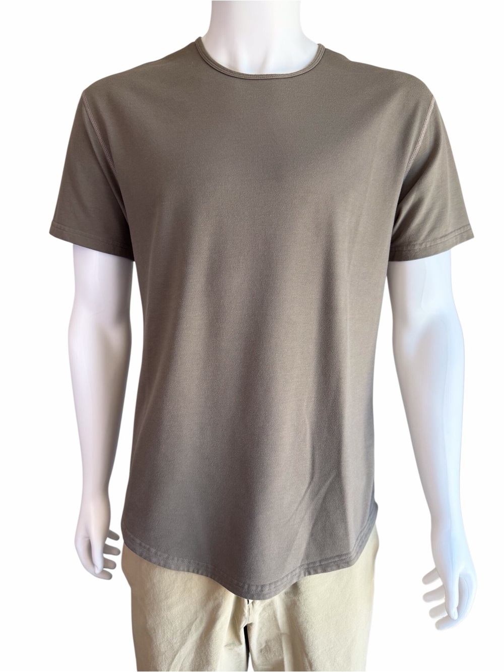 BYLT Men’s Drop-Cut Crewneck T-Shirt Brown Taupe Size Large